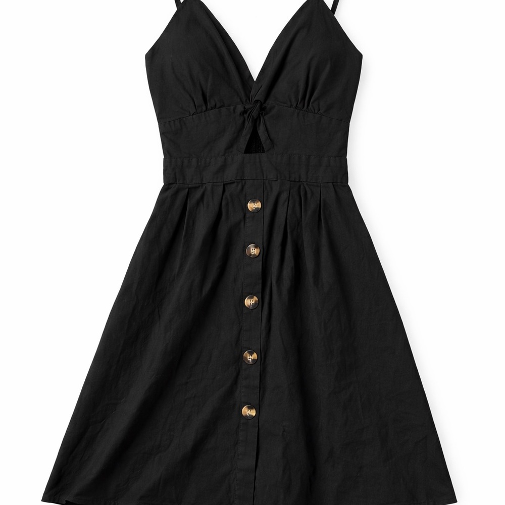 H&M Black Mini Dress with Gold Buttons